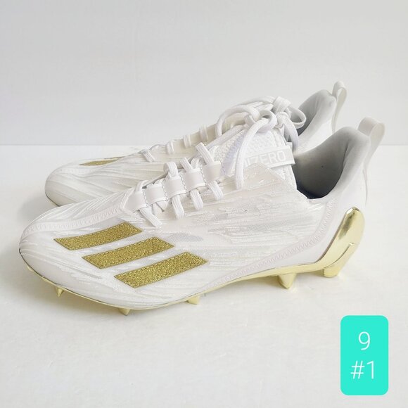 NEW Adidas Adizero Football Cleats GX5122 Size 9 White Metallic Gold #1 main image 4